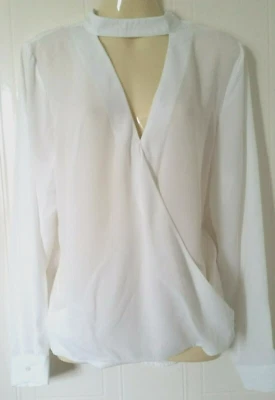Women's Brave Soul Ivory Wrap Sheer Lightweight Blouse Top Medium - Image 1 of 4