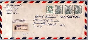 KOREA 1967 POST EINGESCHRIEBEN LUFTPOST BRIEF MULT FRANKATUR ADDR USA CANC SEOUL - Bild 1 von 2