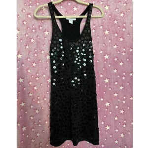 Vestido sin mangas negro talla mediana con lentejuelas espalda cruzada Charlotte Russe para mujer - Imagen 1 de 4