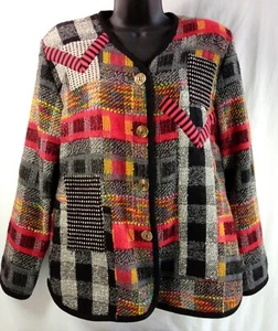 CANVASBACKS Lutton Horsfield Jacket 4413 Women XS Art to Wear VTG 90s Hip Length - Picture 1 of 12