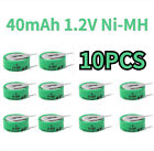 10PCS Ni-MH 40mAH Rechargeable 1.2V Battery With 2 Pins/Tabs For Meter Alarm New