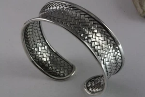 Silver Bangle Braided Ladies Men's Silver Bracelet 925 Genuine Silver /355 - Picture 1 of 4