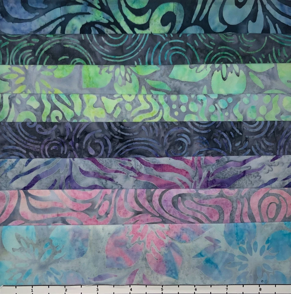8 cuartos de grasa pastel y gris sampler tela Batik Lunn paquete de preguntas frecuentes 100 % algodón  Foto 1 de 1