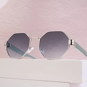 Sonnenbrille "Poppy" Qualität Damen Herren Achteck Metallgestell Farbverlauf UV polarisiert - Bild 1 von 27