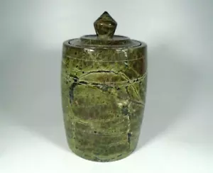Antique Polished Cornish Serpentine Lidded Tobacco Jar, 4" / 10cm - Picture 1 of 11