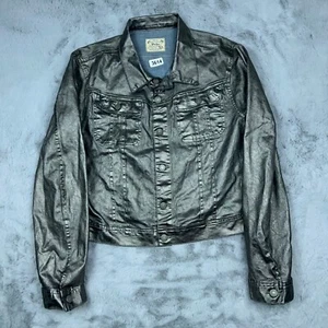 Polo Ralph Lauren Jacket Womans Extra Large Gray Metallic Denim Long Sleeve - Picture 1 of 9