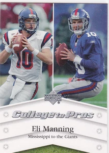 Scheda calcio ELI MANNING Ole Miss NCAA COLLEGE PRO INSERTO NEW YORK GIANTS - Foto 1 di 2