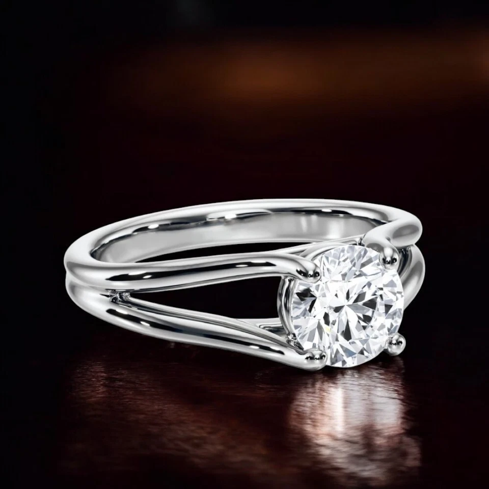 Engagement Diamond Ring IGI Certified Lab Created 14K White Gold 1 Ct Round Cut - Image 1 of 4