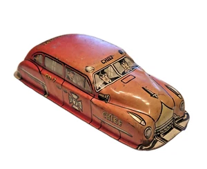 Vintage Lupor Co. Toy Fire Chief Car Red Tin Original 4 Wheels, Friction F.D. 7 - Picture 1 of 8