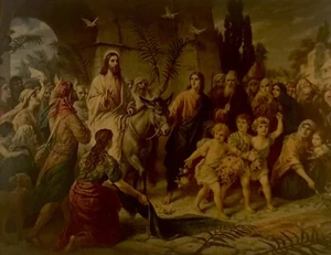 Bernhard Plockhorst Antique Litho Christ’s Entrance Into Jerusalem 16x20” - Picture 1 of 7