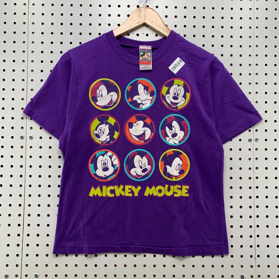 Vintage 80s Mickey For Kids Stuff Shirt  Purple Single Stitch Youth 14/16 18X22 - Image 1 of 4