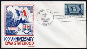 #942 3c Iowa Statehood FDC w/ SmartCraft cachet - Picture 1 of 1