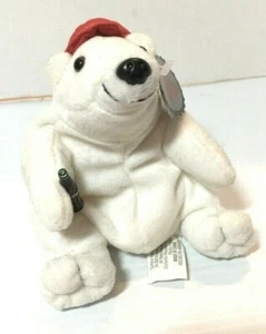 Coca Cola Sitzsack Bär Plüsch 1997 mit Baseballkappe 8 Zoll - Bild 1 von 4