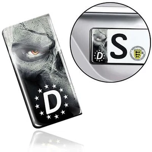3D Gel Silikon Aufkleber Nummernschild Kennzeichen Stickers EU Schädel Plakette - Bild 1 von 5
