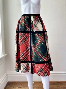 Vintage S 50s 60s Holiday Christmas Tartan Full Plaid Skirt Bill Atkinson EUC - Picture 1 of 14