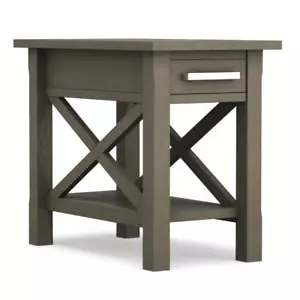 Simpli Home Side Table 24"Lx14"W Rectangle Modern Solid Wood in Farmhouse Grey - Picture 1 of 11