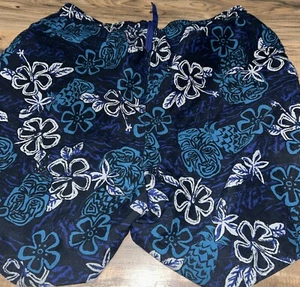 🌺UOMO XL🌺 Costume da bagno vintage hobie, blu/bianco motivo floreale hawaiano - Foto 1 di 9