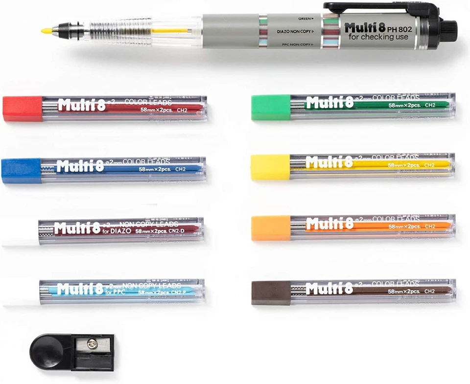 Pentel PH802ST Multi 8 Set Pencil LeadHolder and Lead Set Push-action Japan - Изображение 1 из 4