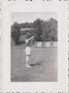 Snapshot Vintage Photo Woman Archery ID'd Mary Shewchuck Adirondack Mtns Carhart - Picture 1 of 6