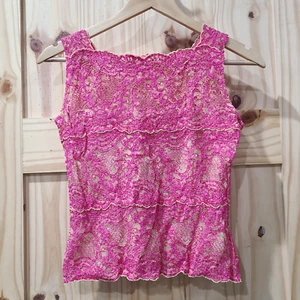 Vintage Kay Celine Y2K Lace Cami Sleeveless Top Pink Fairy Romantic Top Size S - Picture 1 of 7