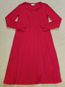 Womens Dress-FOIL-red 100% merino wool knit flared midi Old Money ls-S - Picture 1 of 4