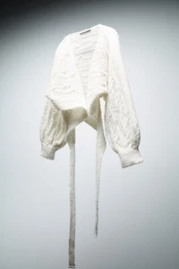 Zara alpaca wool blend ivory ecru chunky warp cardigan size L - Picture 1 of 1