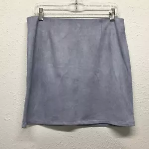 She + Sky Faux Suede Mini Pencil Skirt Size Large Light Blue/Gray Stretch - Picture 1 of 6