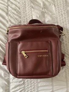 Fawn Design Vegan Leather Backpack, Mini Diaper Bag, Maroon Wine - Picture 1 of 5