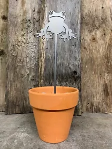 FROG PLANT POT STAKE PLANTER GARDEN STEEL SPIKE TREE FROG DECOR GIFT 1  - Picture 1 of 3