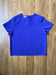 Vintage Christian Dior Women Purple Blouse Shirt With Shoulder Pads Size L US10 - Picture 1 of 13