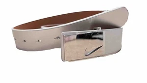 Nike Womans Silver Leather Belt Size Small - Imagen 1 de 11