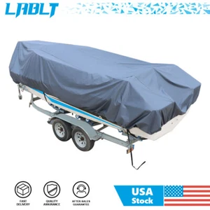 Trailerable Waterproof Boat Cover Gray Heavy 600D Marine Grade Polyester Canvas - Picture 1 of 10