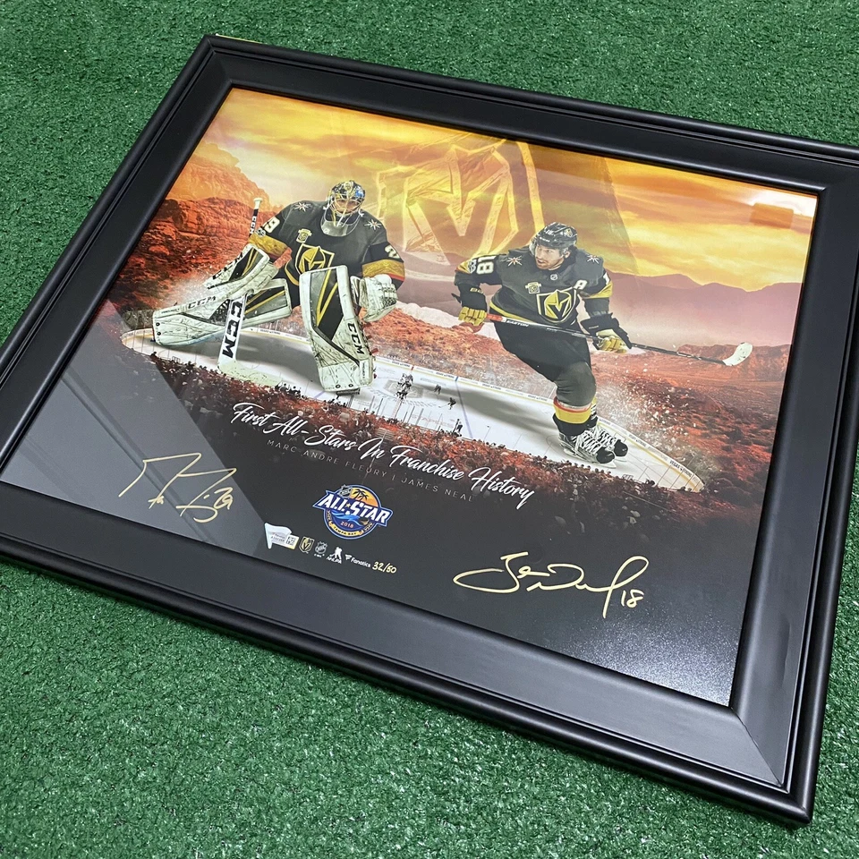 Marc-Andre Fleury James Neal Vegas Golden Knights Autograph 16x20 (Fanatics COA) - Image 1 of 4