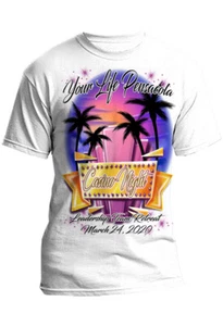 Airbrush Painted Casino Beach Scene Hoodie Shirt Hat Backpack Tag Mug Coaster - Picture 1 of 11