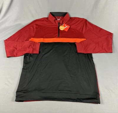 Puma Golf Pullover Pure Colorblock 1/4 Zip Medium Red Black Polyester MSRP $80 - Image 1 of 4