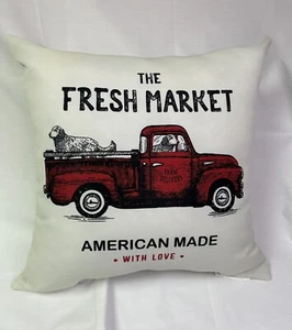 The Fresh Market American Made With Love Indoor/Outdoor Pillow. New Tag Torn Off - Picture 1 of 6