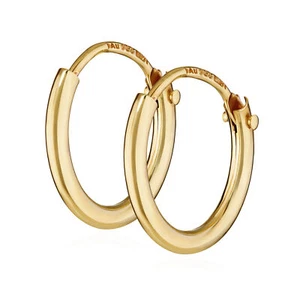 PAAR 750 gelb GOLD 18K Creolen Ohrringe Damen Herren Ohrstecker 11mm 1755 - Picture 1 of 4