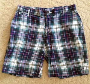 RALPH LAUREN Vintage 80s Tartan Plaid Preppy Bermuda Shorts Youth Waist Sz 20 - Picture 1 of 6