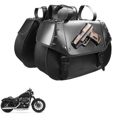 Saddle bag Tool Side bag Storage Luggage Fits For Softail Dyna Sportster Foto 1 de 4