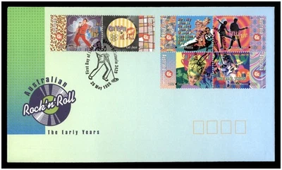 Primera edición de portada de 1998 FDC - Rock'n'Roll australiano The Early Years - Estampillas Foto 1 de 3
