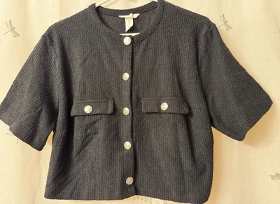 H&M Short Sleeve Black Boulce Cardigan Size XL NWT - Image 1 of 4