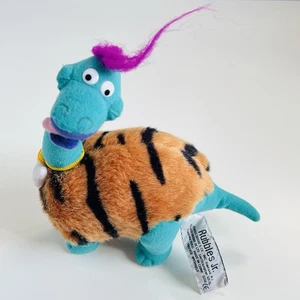 Vintage Russ Dinosaur Rubbles Jr Plush 7” Soft Toy Teddy Bear Green Purple Tiger - Picture 1 of 2