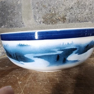 Big Sky Carvers FLY FISHING Stoneware serving bowl by Thomas Norby - Picture 1 of 7