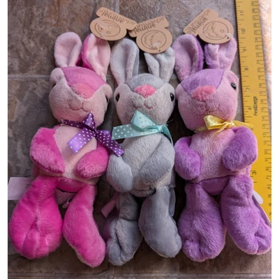 Animal Adventure Rabbit Plush 10.5 In Set of 3 Pink Grey & Purple NWT Plush Toys - Image 1 of 3