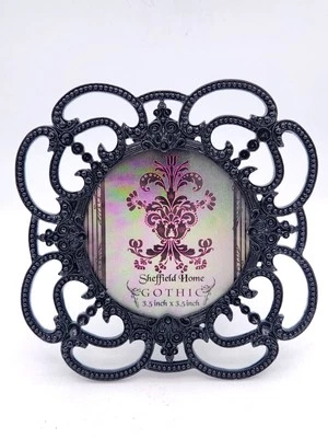 Sheffield Home GOTHIC Black Metal Picture Photo Frame Free Standing 3½"× 3½" - Image 1 of 4