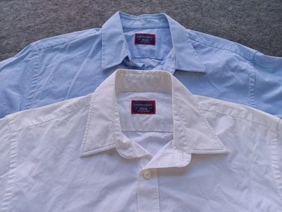 UNTUCKit Men’s Medium White + Stripe 100% Cotton Button Up Shirts Bundle Lot x 2 - Image 1 of 4