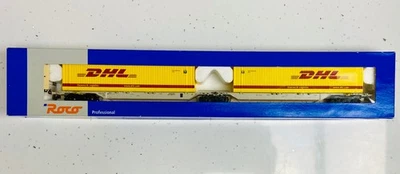 ROCO 66983 OBB Sggmrs Articulated Container Wagon - DHL -  NEM Boxes - HO 1/87 - Image 1 of 4