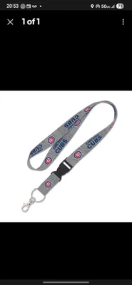CHICAGO CUBS KEY CHAIN LANYARD W/ DETACHABLE BUCKLE 1" WIDE 22" LONG - Image 1 of 3