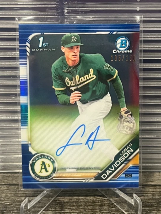 2019 Bowman Chrome Logan Davidson 1st Rookie Blue Refractor Auto #d 105/150 - Image 1 of 1