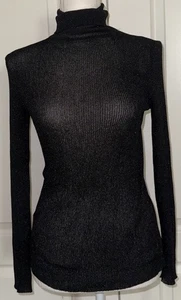 Vintage 60’s Joseph Magnin Willee Woo Black Metallic Turtleneck Sweater Medium - Picture 1 of 7